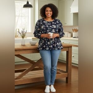 Floral Navy Women's Top